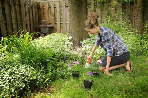 Training session with gardeners reviewing safety procedures